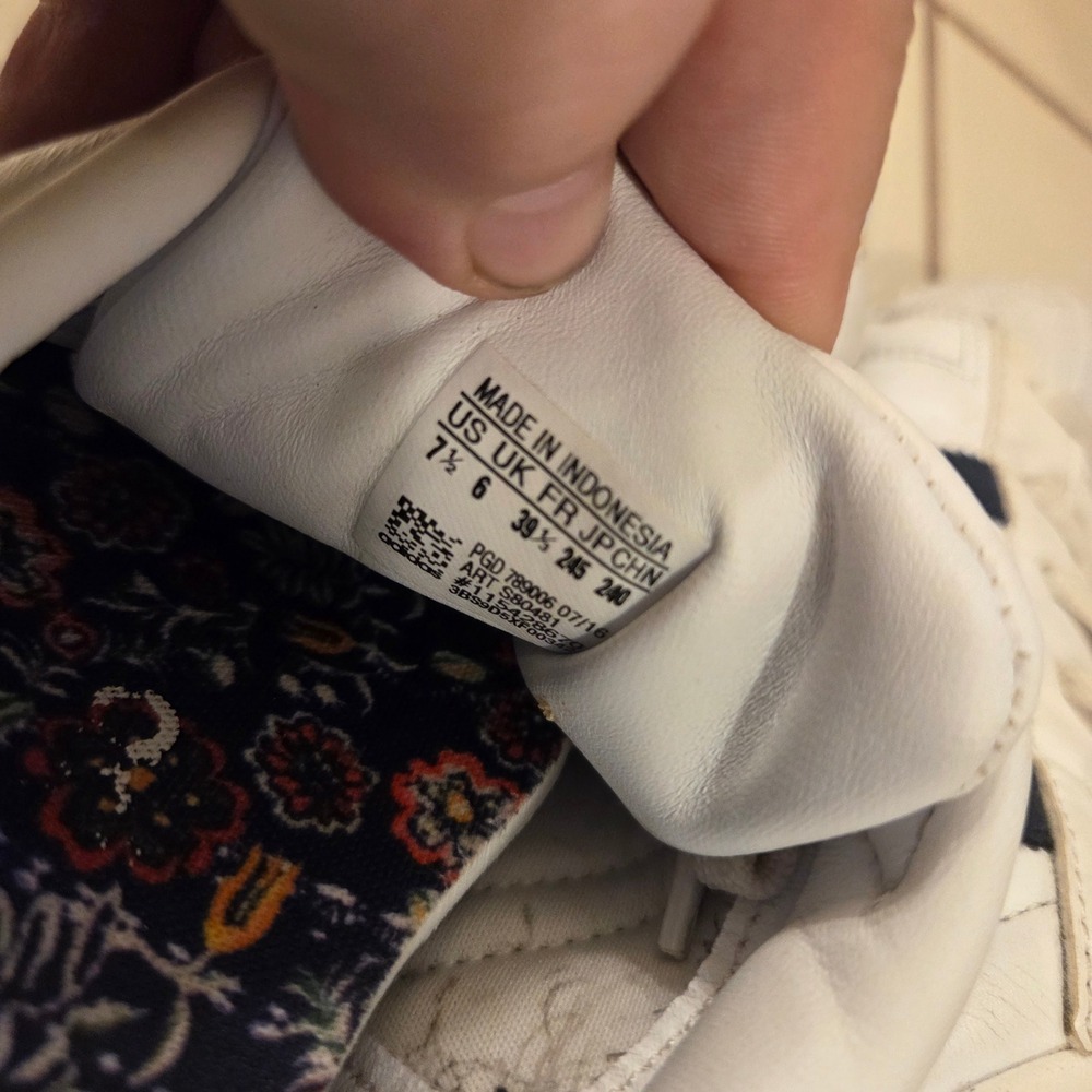 Adidas Superstar White Navy Floral Paisley Heel Sneakers S80481 Womens 7.5 - Picture 6 of 6